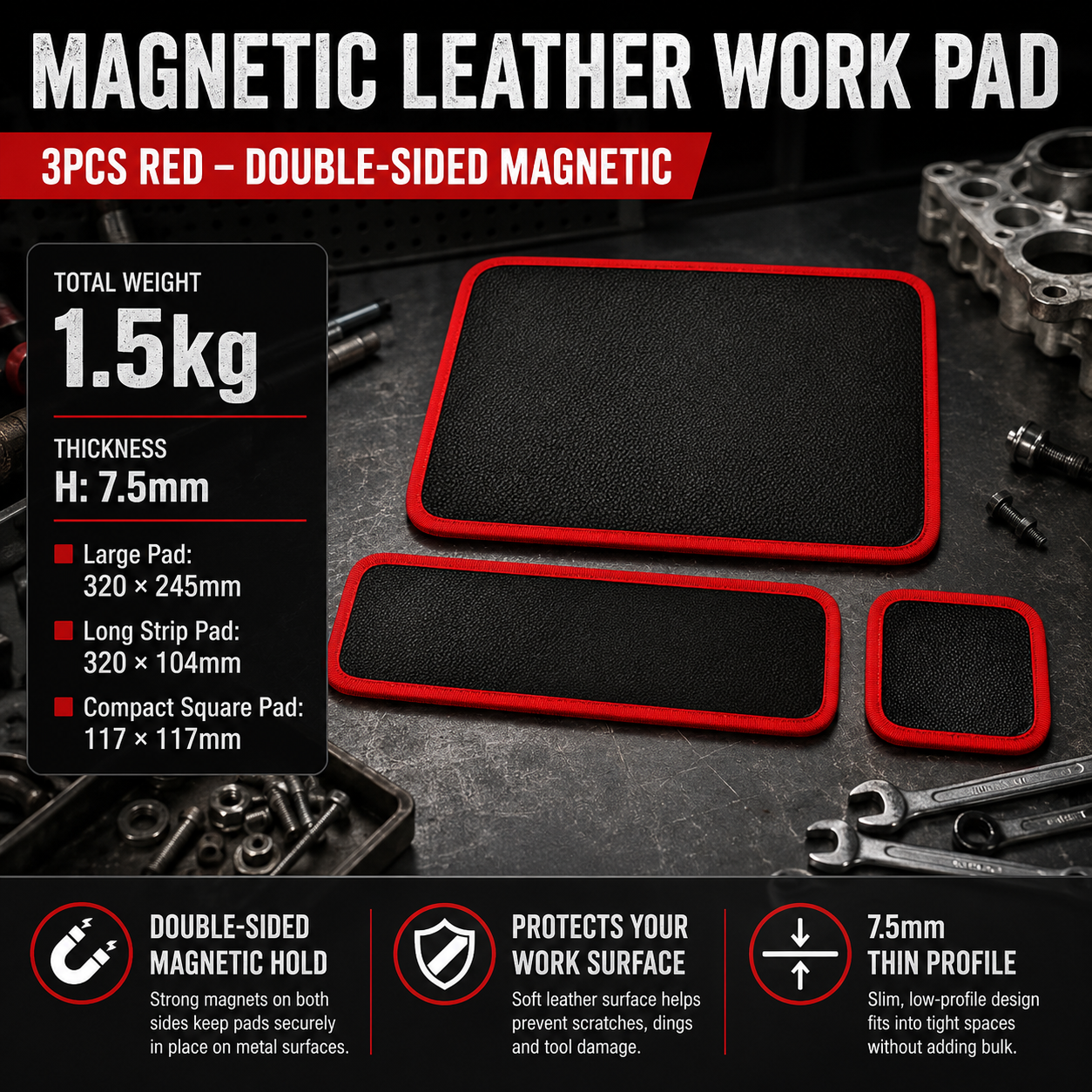Utilo™Double-Sided Magnetic Leather Board Pad