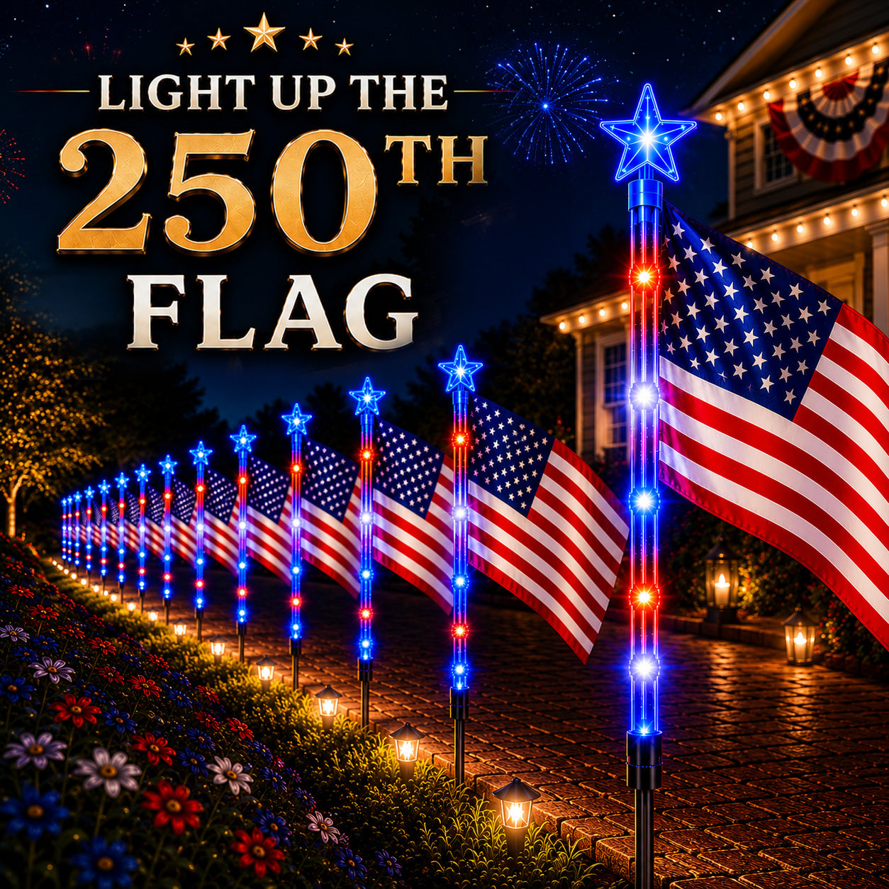 250th Anniversary Solar Flag Lights