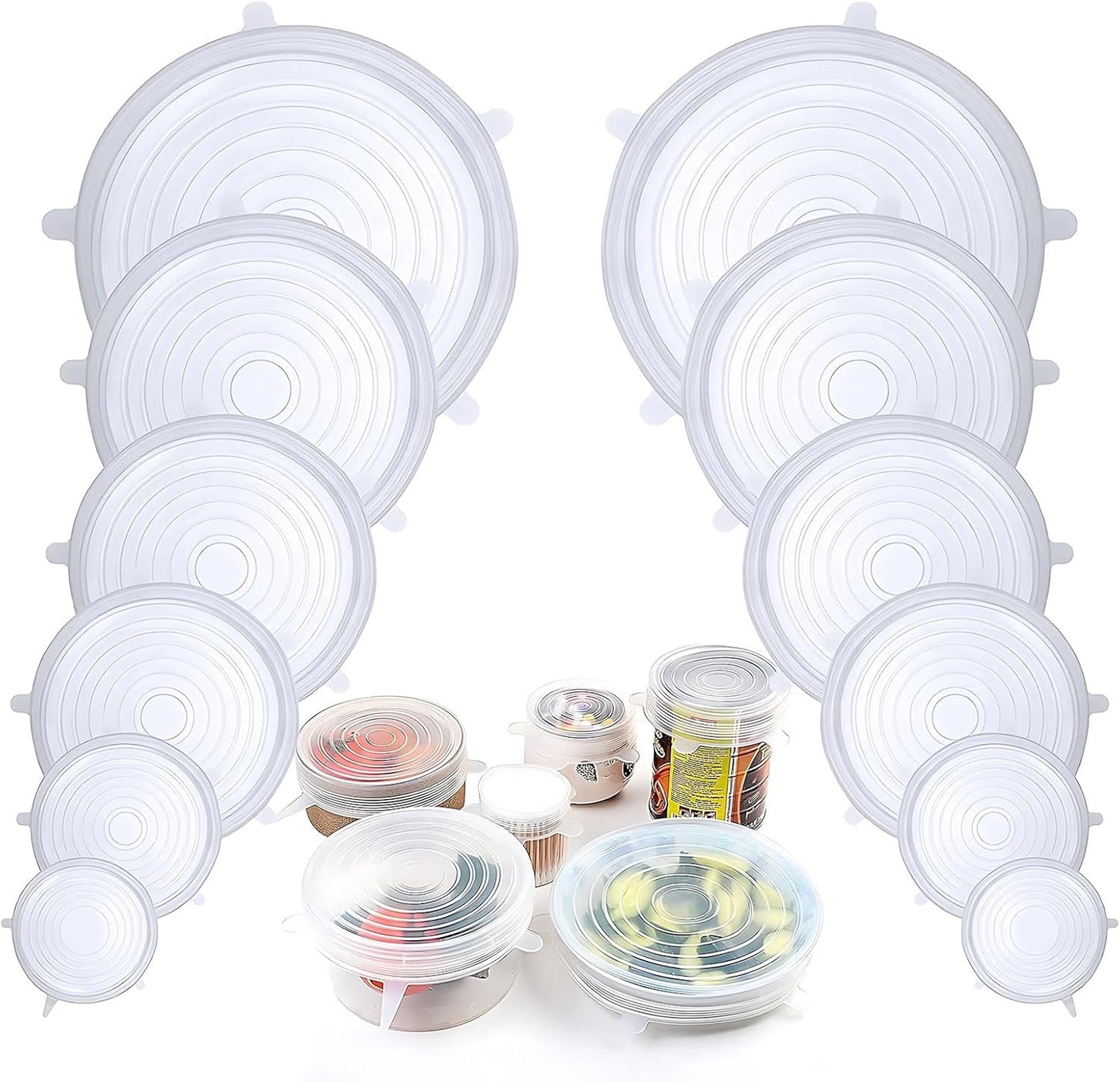 Utilo™ Silicone Stretch Lids Reuseable Microwave Safe Flexible Covers (offer)