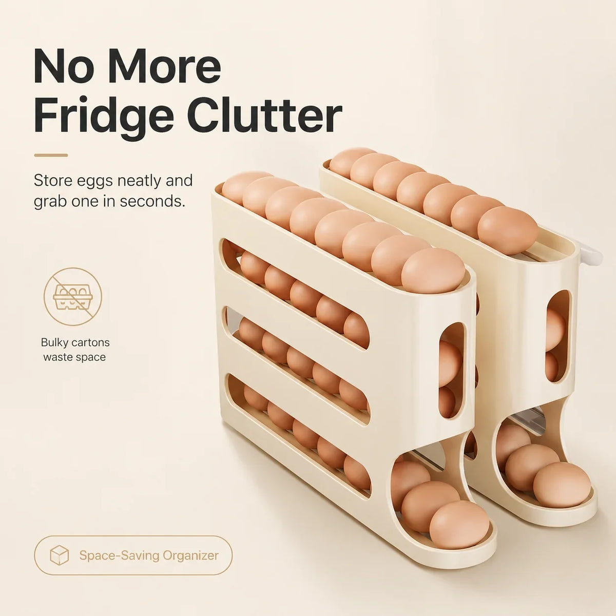 Convenient Rolling Egg Holder | Maximize Fridge Space ✨