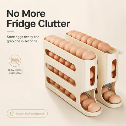 Convenient Rolling Egg Holder | Maximize Fridge Space ✨