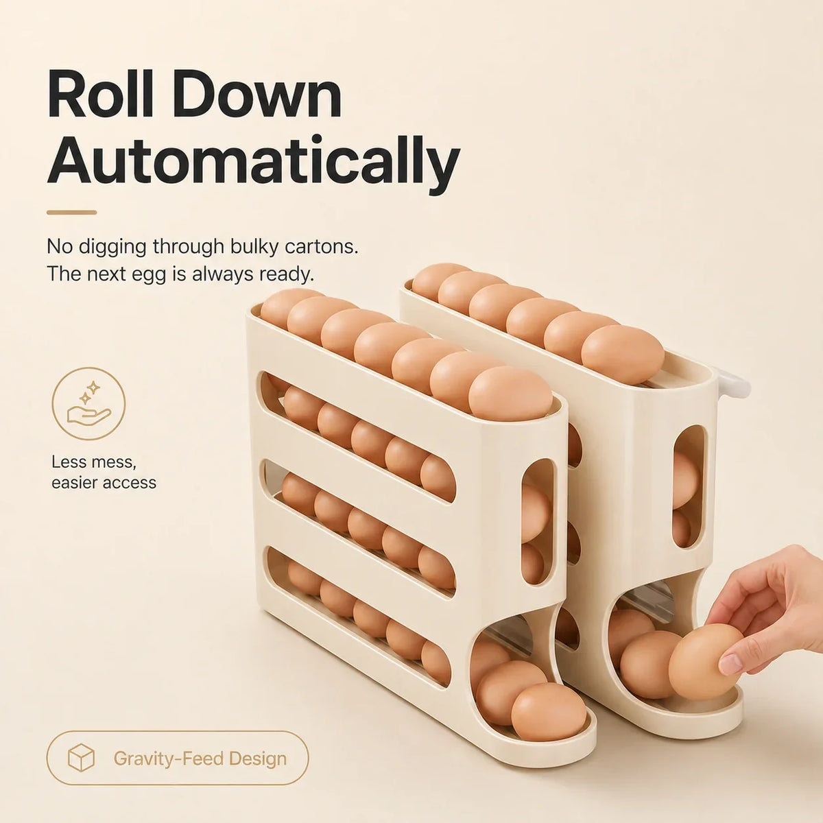Convenient Rolling Egg Holder | Maximize Fridge Space ✨