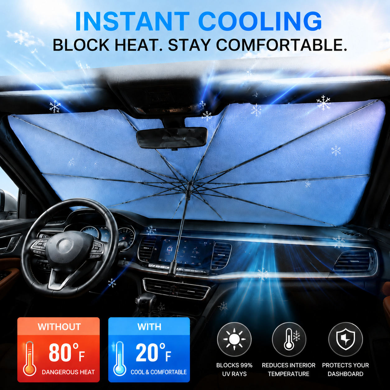 🔥🔥Last Day 50% OFF - 2026 Upgraded Car Windshield Sun Shade Umbrella (offer)