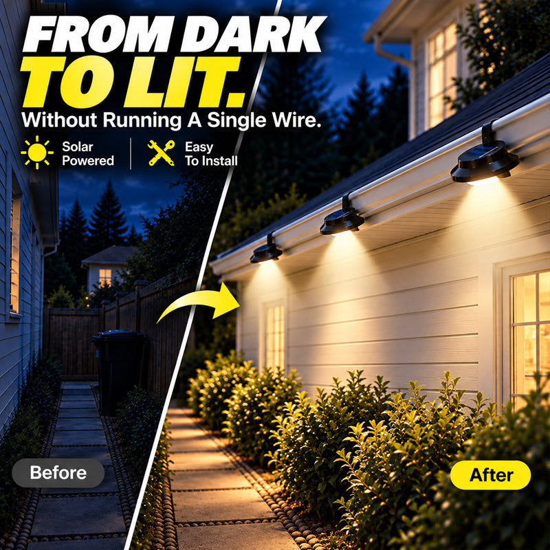 🅷Utilo™ Outdoor Waterproof Solar LED Gutter Wall Lights