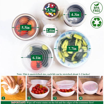 Utilo™ Silicone Stretch Lids Reuseable Microwave Safe Flexible Covers (offer)