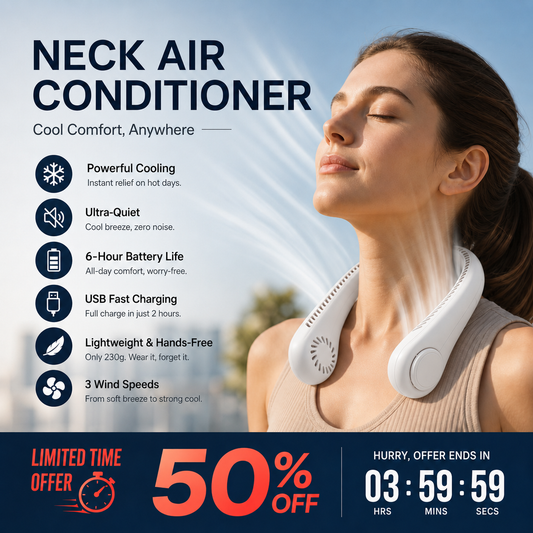 Utilo™ 🥳 HOT SALE 🥳 50K+ SOLD! 🍃 Neck Air Conditioner Fan – Quiet, Hands-Free Cooling💧
