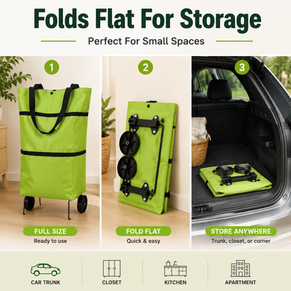 🌸LAST DAY SPECIAL PRICE!!🌸🛒 Foldable Grocery Cart Bag – The Rolling Shopping Bag That Saves Your Back