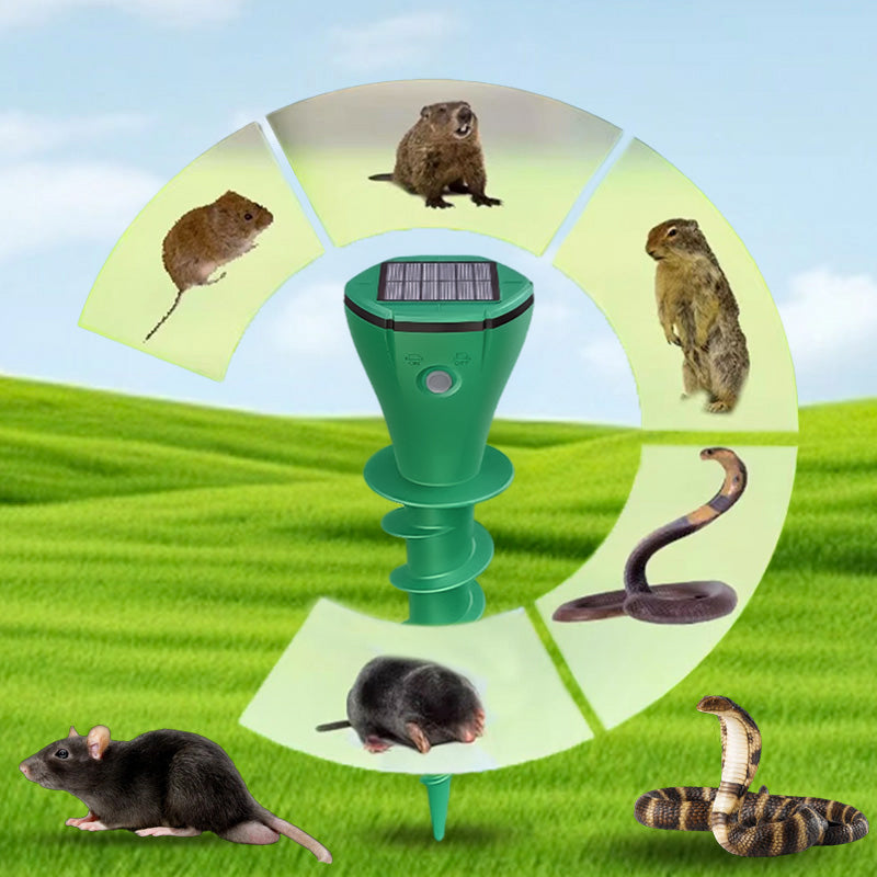 ☘️Solar Sonic Mole Repellent Stakes – Waterproof Ultrasonic Yard Pest Repeller