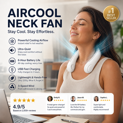 Utilo™ 🥳 HOT SALE 🥳 50K+ SOLD! 🍃 Neck Air Conditioner Fan – Quiet, Hands-Free Cooling💧