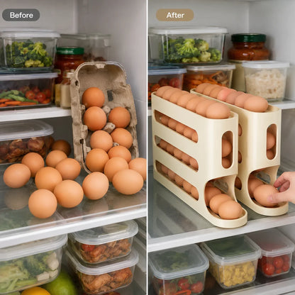 Convenient Rolling Egg Holder | Maximize Fridge Space ✨