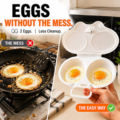 Microwave Egg Poacher ! Dual‑cavity, non‑stick & easy clean. Healthier than frying – stock up & save! 🏠✅ (offer)