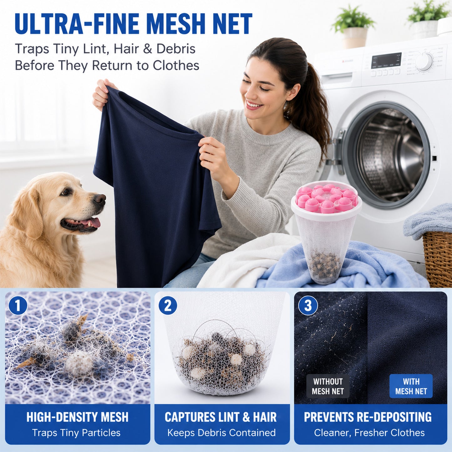 Reusable Washing Machine Lint & Pet Hair Catcher