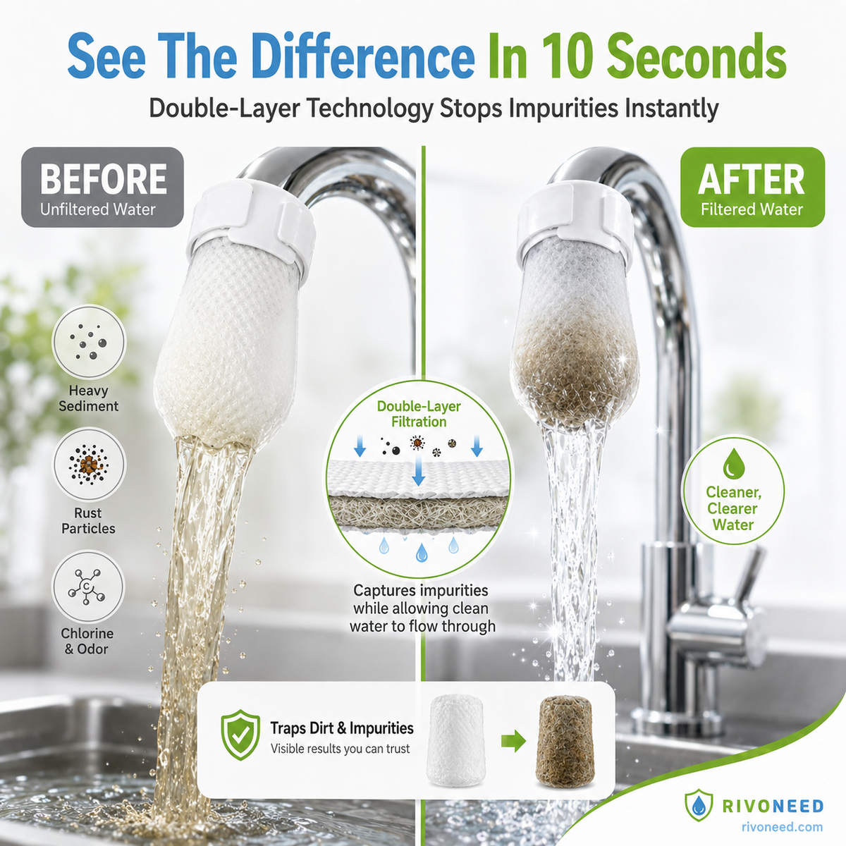 Anti-Splash Kitchen Faucet Cotton Filter for Sediment & Rust Removal (copy2)