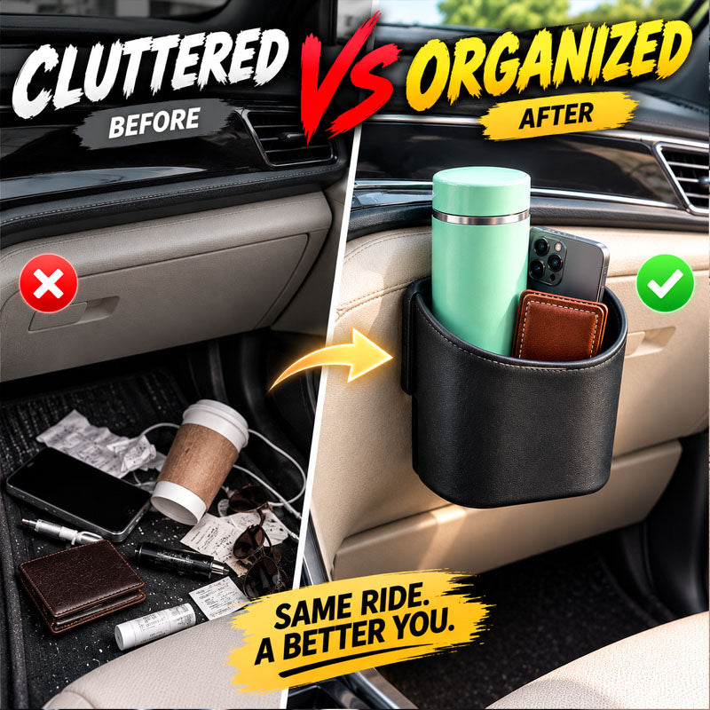 🥳2026 HOT SALE🥳💞50K+ SOLD!🚗 Leather Car Door Cup Holder – Wide‑mouth opening, easy reach for drinks & phone. Clip‑on secure fit. PU leather, tough & stylish. 🛡️✨