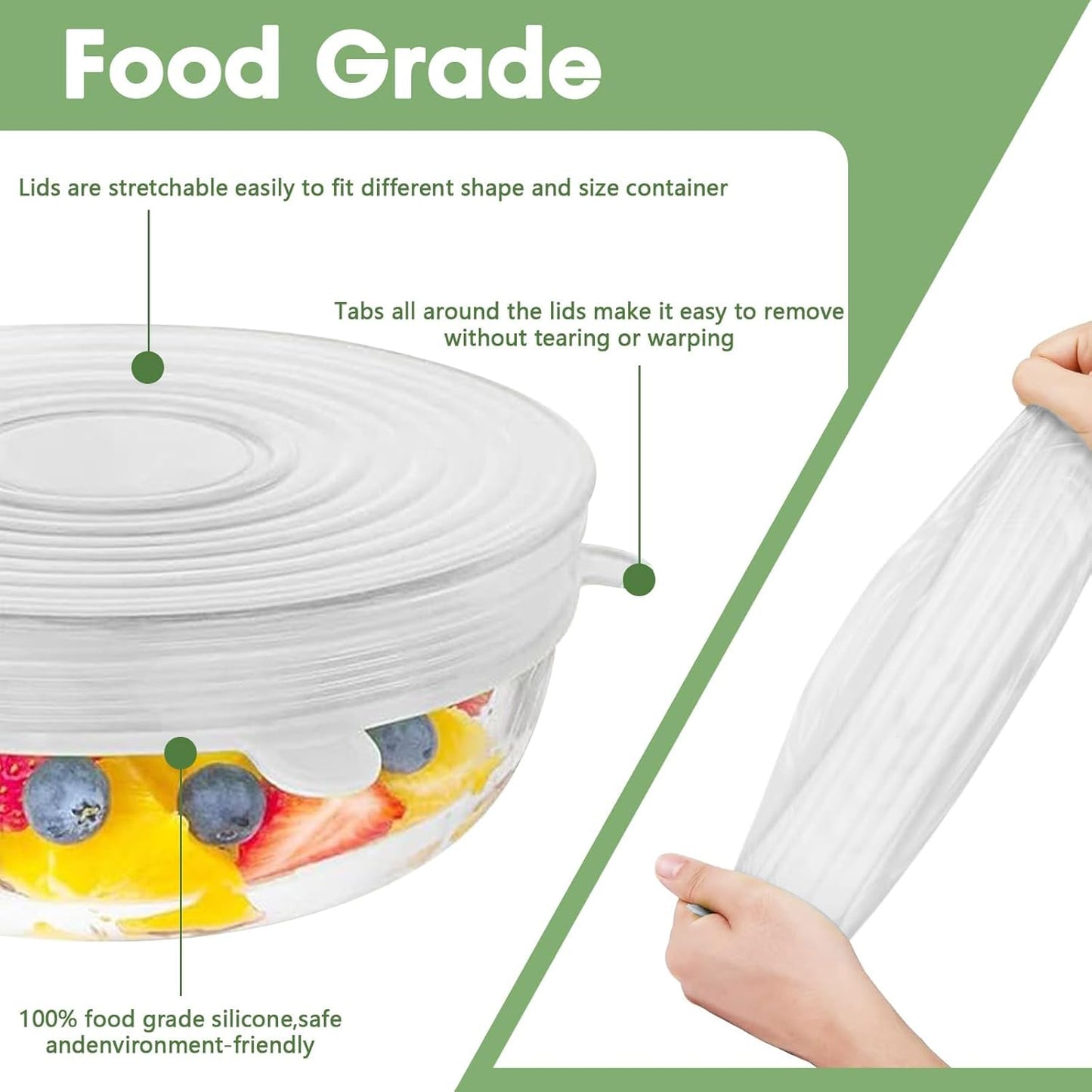 Utilo™ Silicone Stretch Lids Reuseable Microwave Safe Flexible Covers (offer)