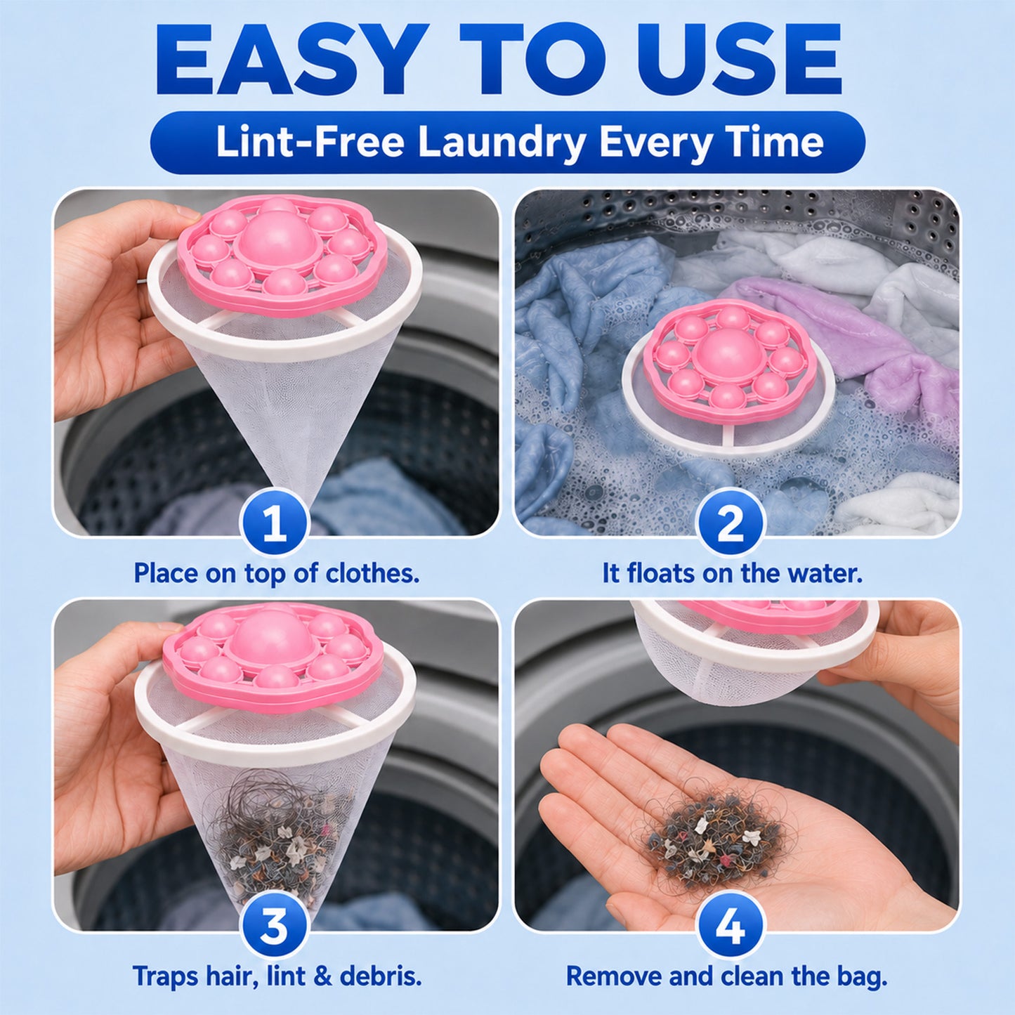 Reusable Washing Machine Lint & Pet Hair Catcher
