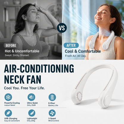 Utilo™ 🥳 HOT SALE 🥳 50K+ SOLD! 🍃 Neck Air Conditioner Fan – Quiet, Hands-Free Cooling💧