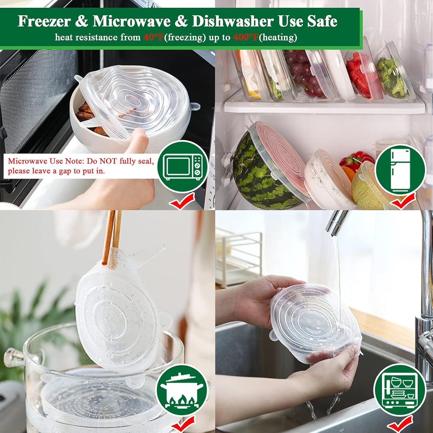 Utilo™ Silicone Stretch Lids Reuseable Microwave Safe Flexible Covers (offer)