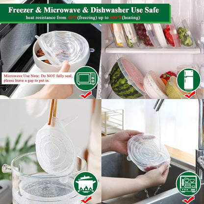 Utilo™ Silicone Stretch Lids Reuseable Microwave Safe Flexible Covers (offer)