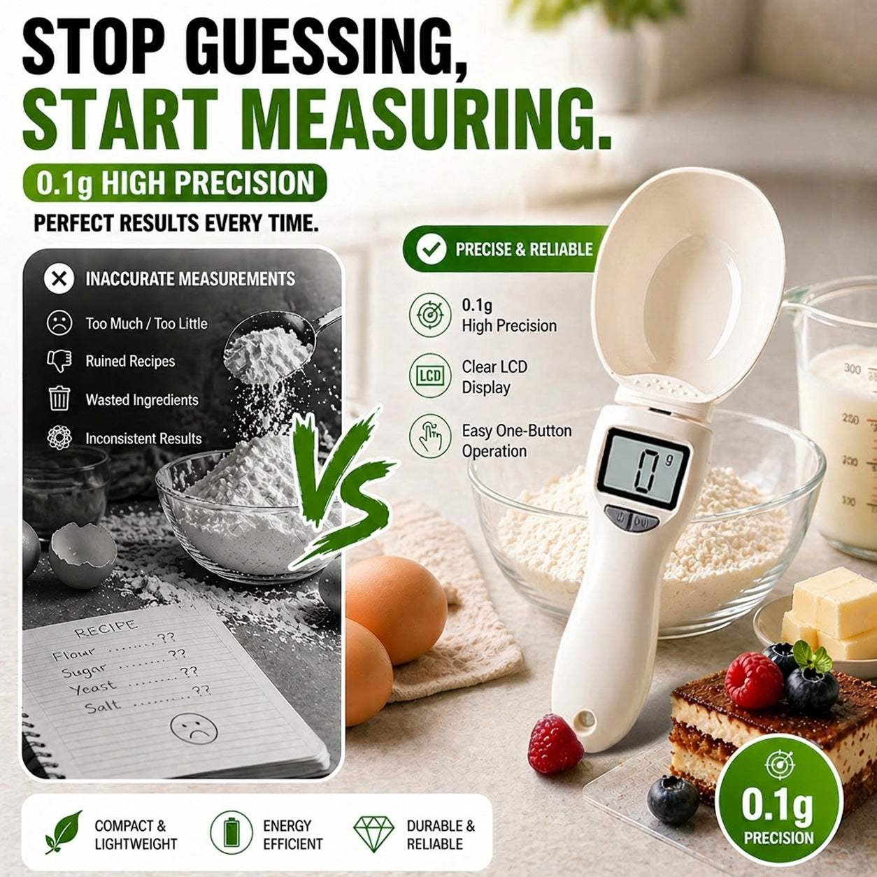 Utilo™ Digital Kitchen Scale 500g - Precision 0.1g for Baking & Coffee