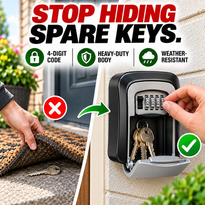 🔐 LIMITED‑TIME 50% OFF! 💐 Wall‑Mounted 4‑Digit Key Safe Box – Heavy‑Duty, Weather‑Resistant ✨