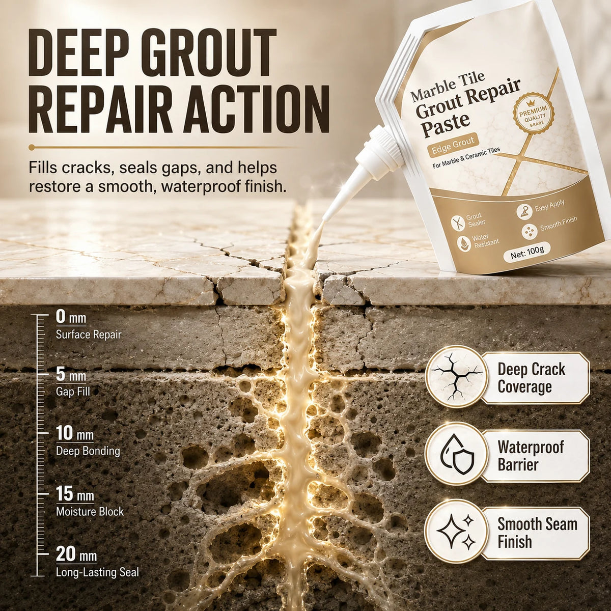 🔥🎁 NEW: 50% OFF 🔥Beige Marble Tile Grout Repair Paste