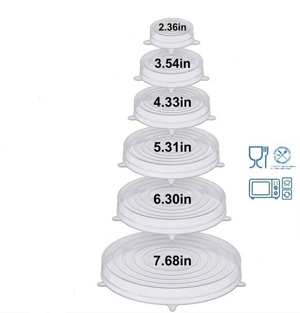 Utilo™ Silicone Stretch Lids Reuseable Microwave Safe Flexible Covers (offer)