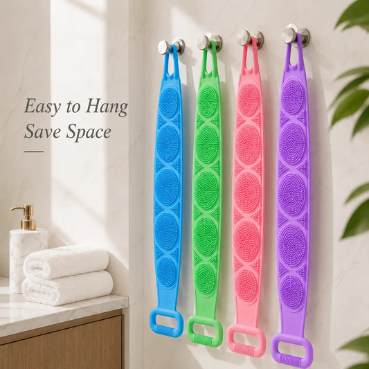 Silicone Bath Brush, Double-Sided Back Scrubber for Body Cleansing & Exfoliating