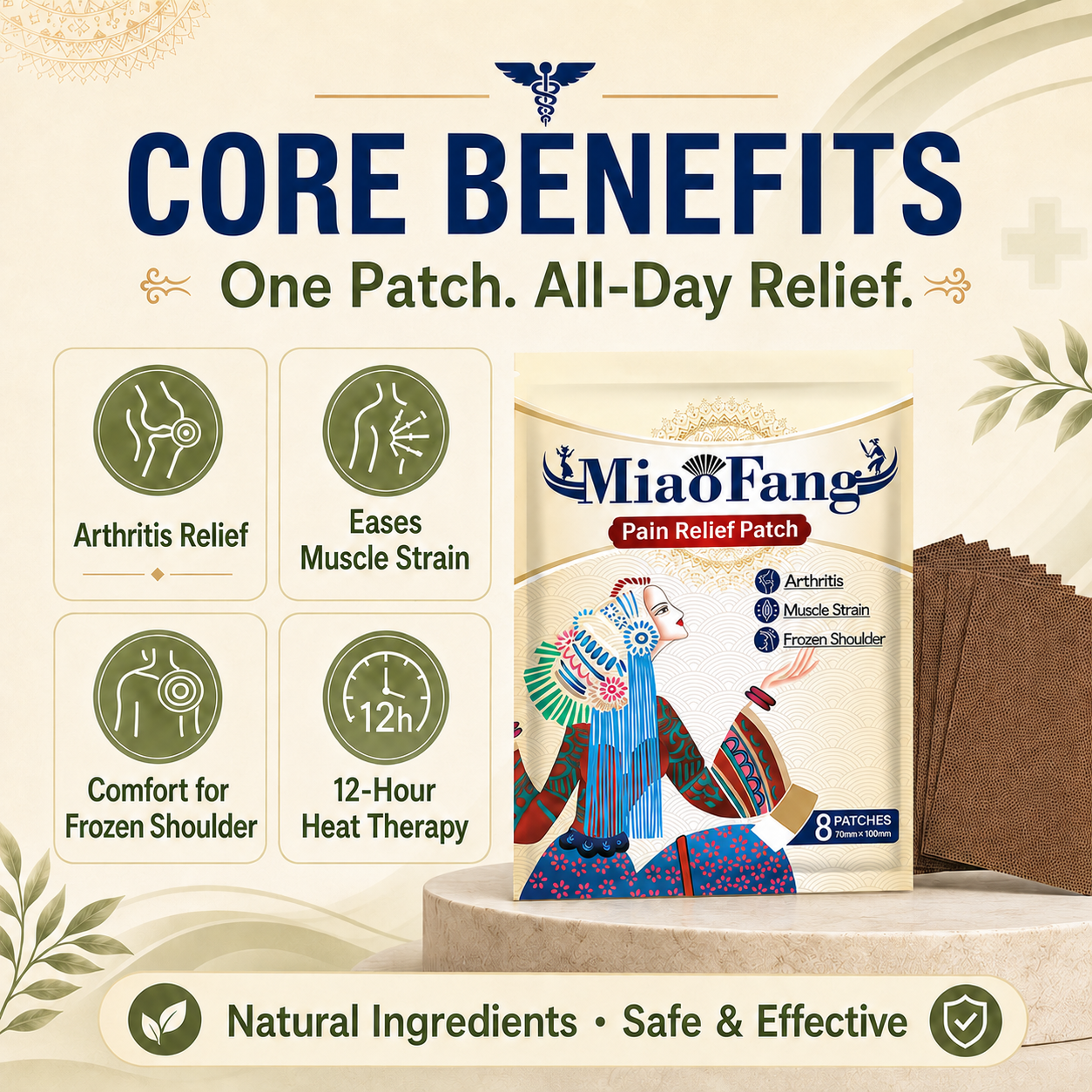 🌿 Pain Relief Patch — 12 Hours of Penetrating Heat That Works Deep