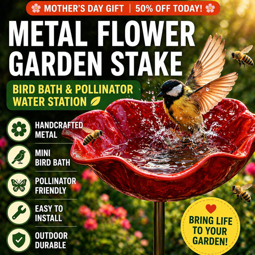 Utilo™ Metal Flower Garden Stake Bird Bath🎁Perfect Mother's Day Gift 50% OFF💖