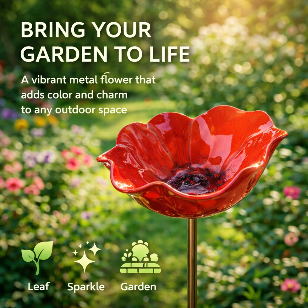 Utilo™ Metal Flower Garden Stake Bird Bath (OFFER)