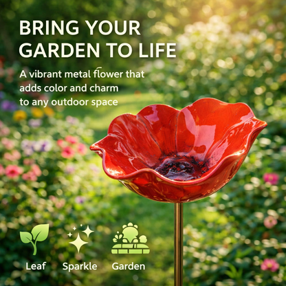Utilo™ Metal Flower Garden Stake Bird Bath (OFFER)