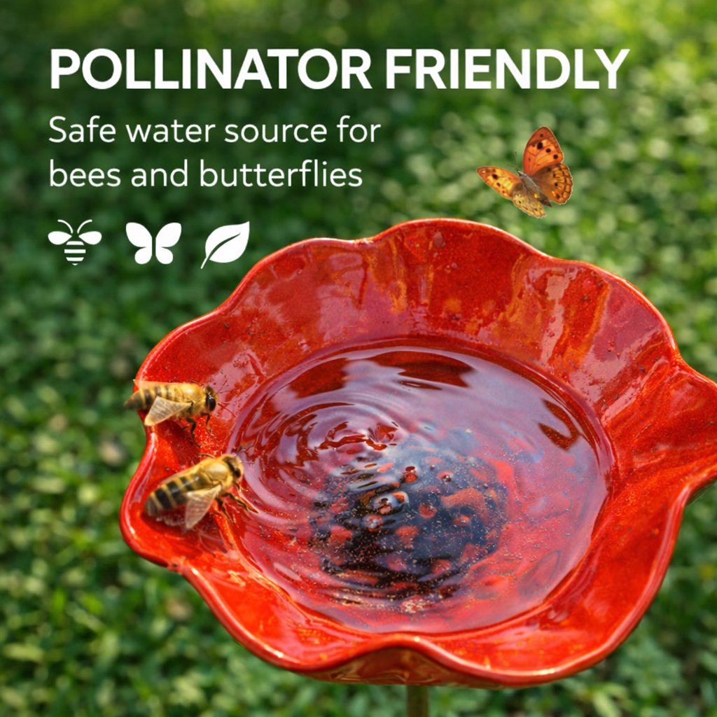 Utilo™ Metal Flower Garden Stake Bird Bath (OFFER)