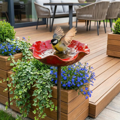 Utilo™ Metal Flower Garden Stake Bird Bath (OFFER)