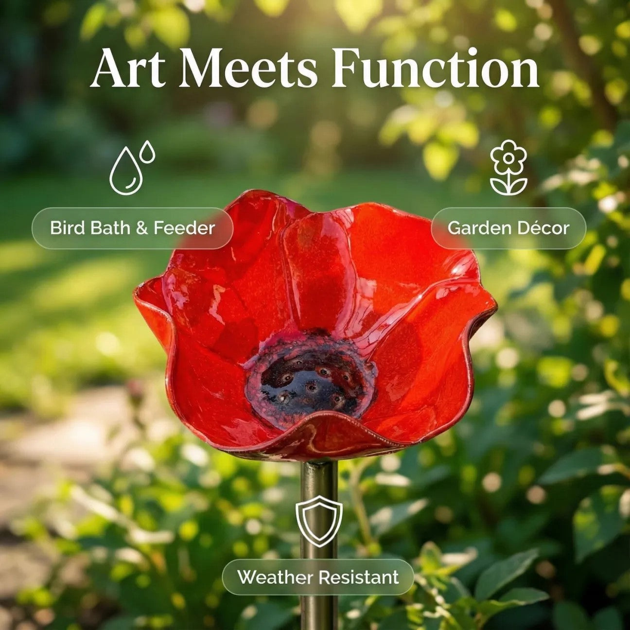 Utilo™ Metal Flower Garden Stake Bird Bath (OFFER)