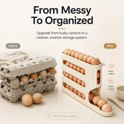 Convenient Rolling Egg Holder | Maximize Fridge Space ✨