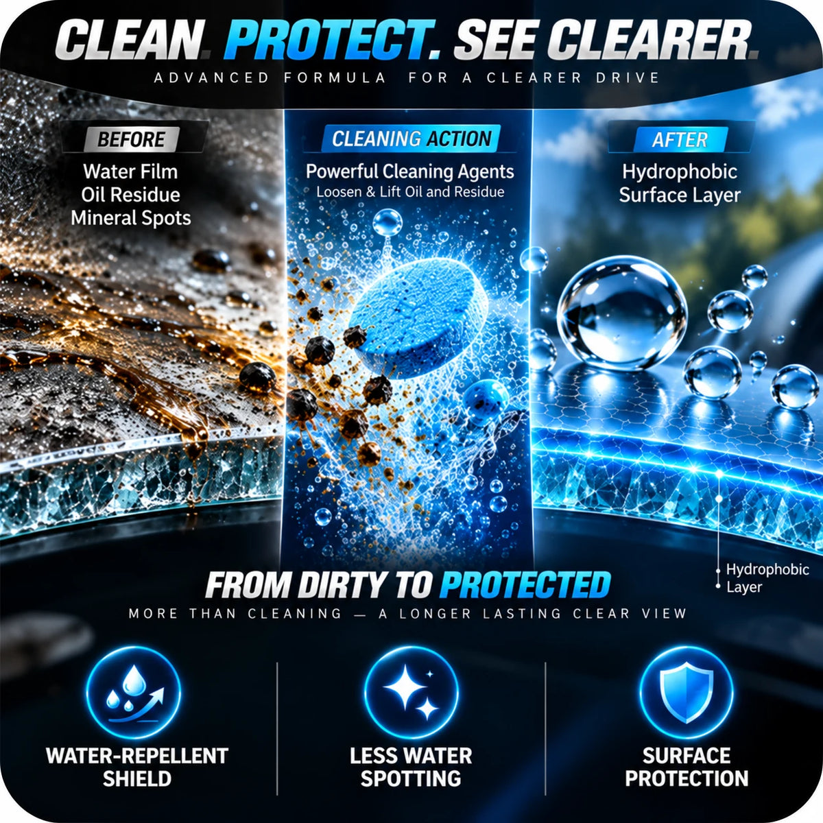 🔥🔥LAST DAY SALE ONLY $0.79!!🔥Car Windshield Cleaning Effervescent Tablets