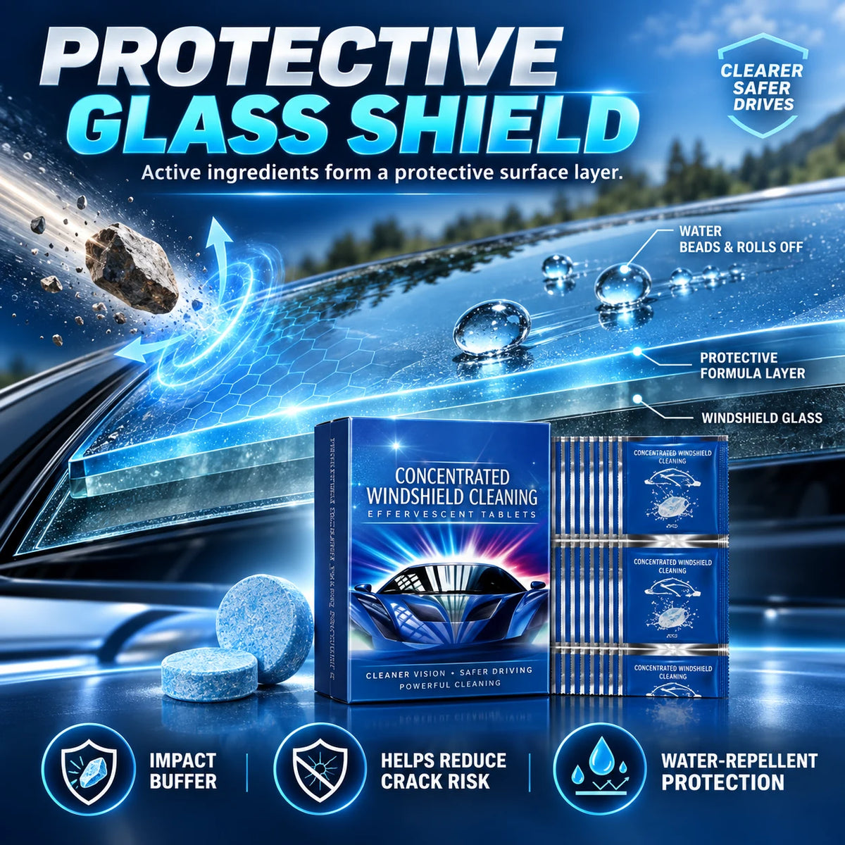 🔥🔥LAST DAY SALE ONLY $0.79!!🔥Car Windshield Cleaning Effervescent Tablets