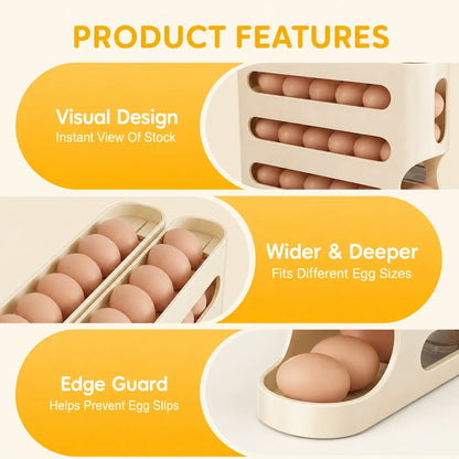 Convenient Rolling Egg Holder | Maximize Fridge Space ✨
