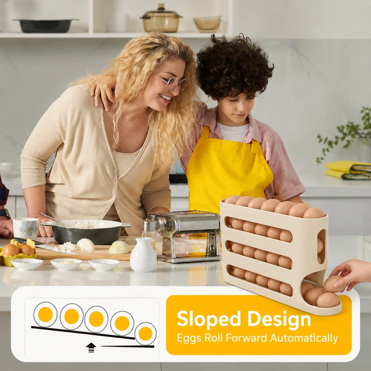Convenient Rolling Egg Holder | Maximize Fridge Space ✨