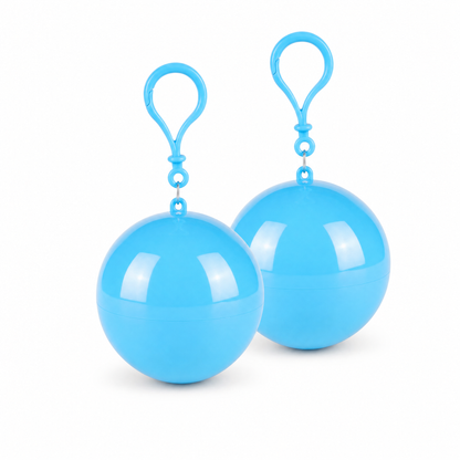 Two Light Blue RainReady capsules with matching plastic carabiner clips