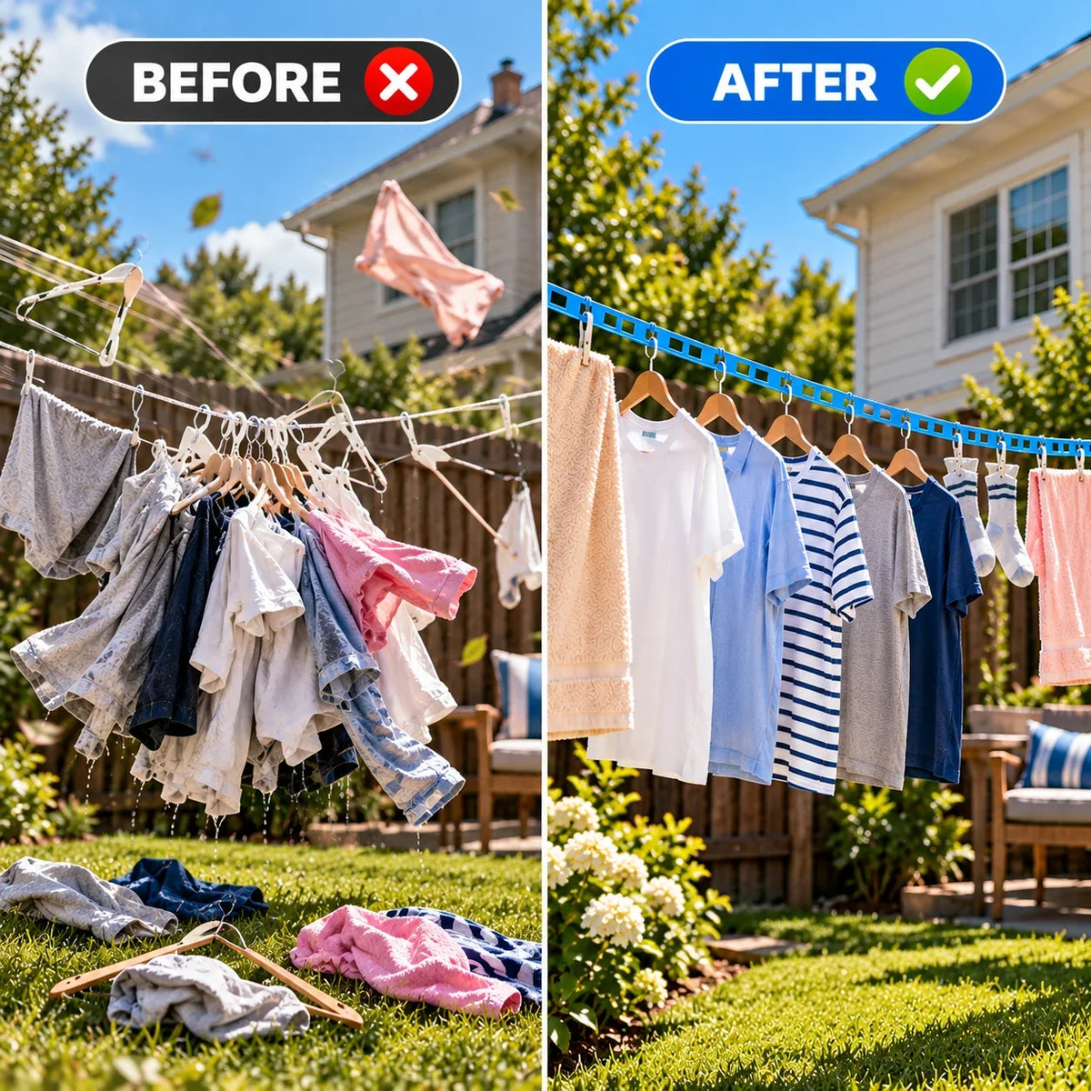 🏆LAST DAY SPECIAL PRICE⚡50K+ SOLD💕Windproof Non-Slip Clothesline