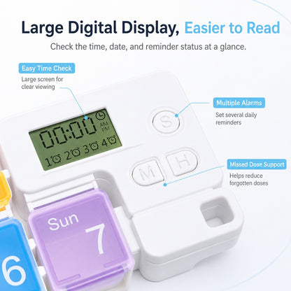 Utilo™ Smart 7-Day Pill Organizer with Alarm Reminder