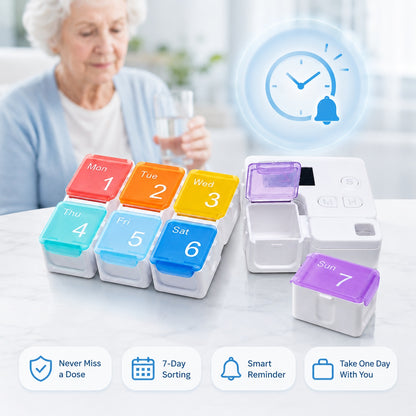 Utilo™ Smart 7-Day Pill Organizer with Alarm Reminder