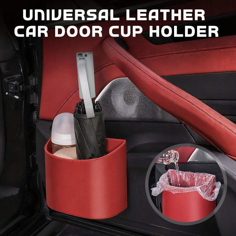 🥳2026 HOT SALE🥳💞50K+ SOLD!🚗 Leather Car Door Cup Holder – Wide‑mouth opening, easy reach for drinks & phone. Clip‑on secure fit. PU leather, tough & stylish. 🛡️✨