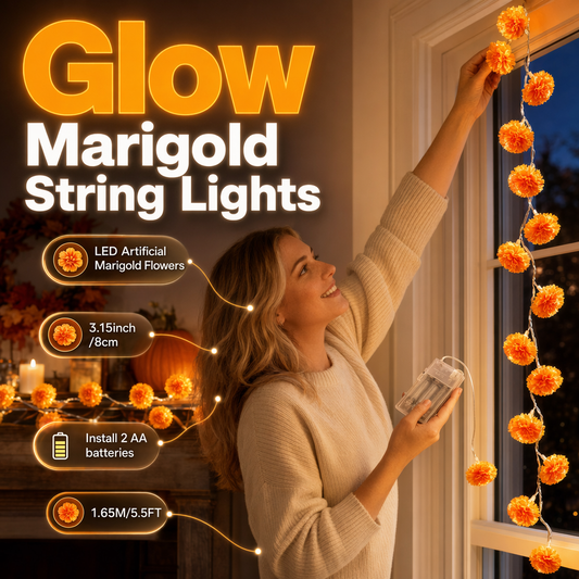 Marigold String Lights – Festive Glow & Charming Autumn Decor