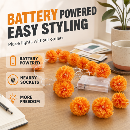 Marigold String Lights – Festive Glow & Charming Autumn Decor
