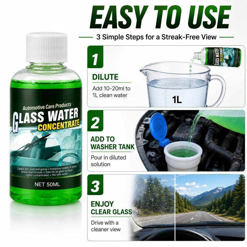 🥳2026 HOT SALE🥳💞50K+ SOLD! 💧✨ 50% OFF! Glass Concentrate – 10ml makes 1L, cuts bugs & grime, streak-free. 1 bottle = 50L.! 🚗💪
